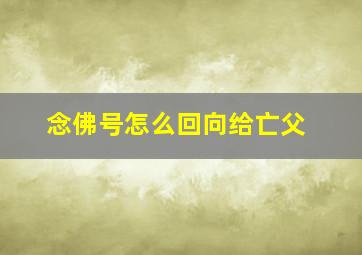 念佛号怎么回向给亡父