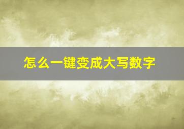 怎么一键变成大写数字