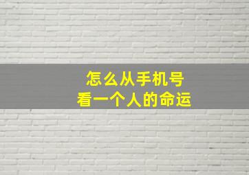 怎么从手机号看一个人的命运