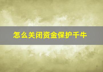 怎么关闭资金保护千牛