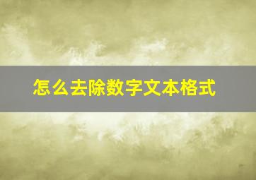 怎么去除数字文本格式