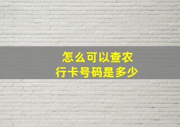 怎么可以查农行卡号码是多少