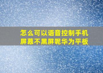 怎么可以语音控制手机屏幕不黑屏呢华为平板