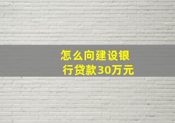 怎么向建设银行贷款30万元