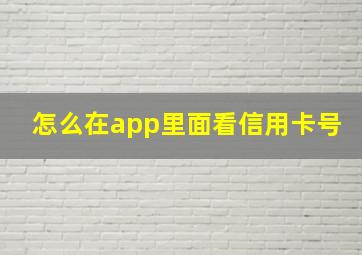 怎么在app里面看信用卡号