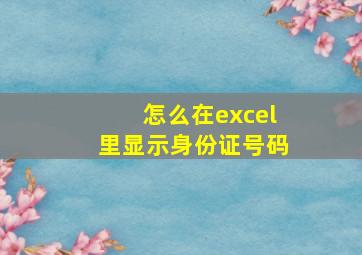 怎么在excel里显示身份证号码