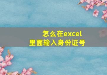 怎么在excel里面输入身份证号