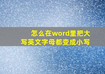 怎么在word里把大写英文字母都变成小写