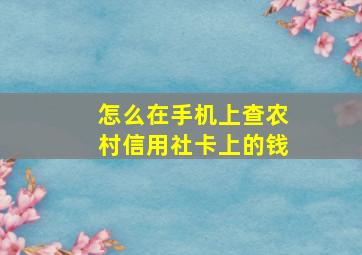 怎么在手机上查农村信用社卡上的钱