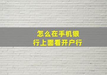 怎么在手机银行上面看开户行