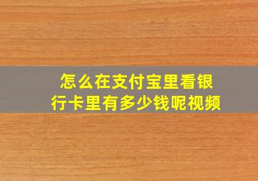 怎么在支付宝里看银行卡里有多少钱呢视频