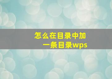 怎么在目录中加一条目录wps