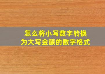 怎么将小写数字转换为大写金额的数字格式