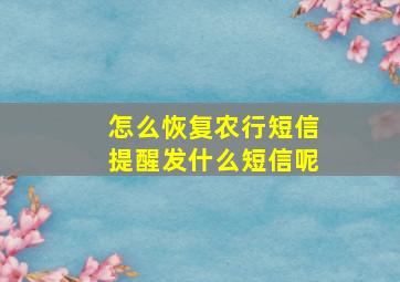 怎么恢复农行短信提醒发什么短信呢