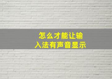 怎么才能让输入法有声音显示