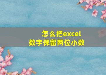 怎么把excel数字保留两位小数