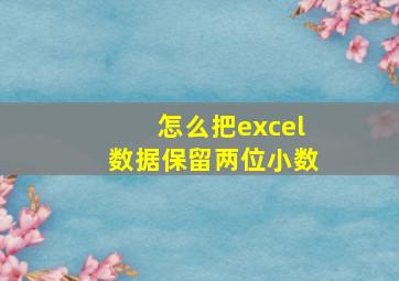 怎么把excel数据保留两位小数