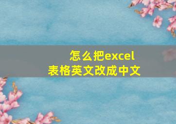 怎么把excel表格英文改成中文