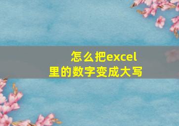 怎么把excel里的数字变成大写