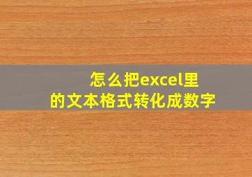 怎么把excel里的文本格式转化成数字