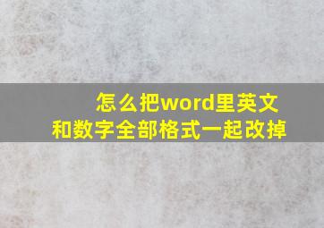 怎么把word里英文和数字全部格式一起改掉