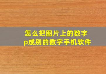 怎么把图片上的数字p成别的数字手机软件