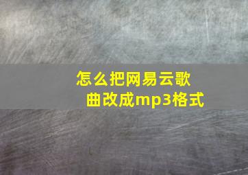 怎么把网易云歌曲改成mp3格式