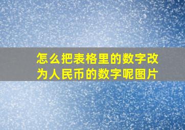 怎么把表格里的数字改为人民币的数字呢图片