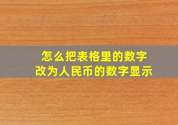 怎么把表格里的数字改为人民币的数字显示