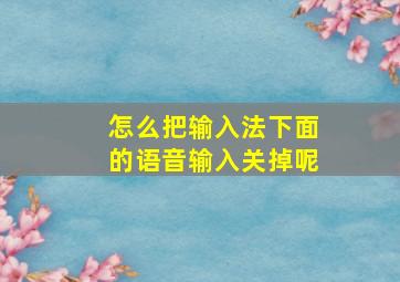 怎么把输入法下面的语音输入关掉呢