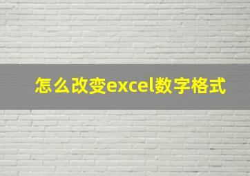 怎么改变excel数字格式