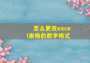 怎么更改excel表格的数字格式