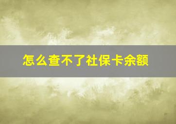 怎么查不了社保卡余额