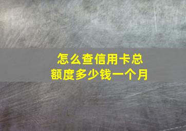 怎么查信用卡总额度多少钱一个月