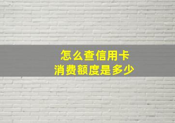 怎么查信用卡消费额度是多少