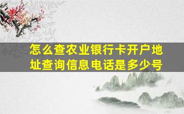 怎么查农业银行卡开户地址查询信息电话是多少号