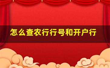 怎么查农行行号和开户行