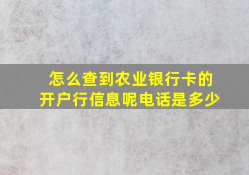 怎么查到农业银行卡的开户行信息呢电话是多少