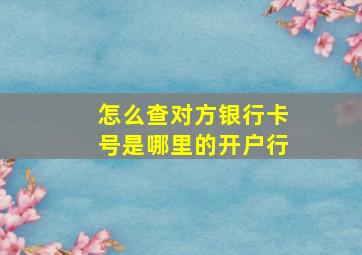 怎么查对方银行卡号是哪里的开户行