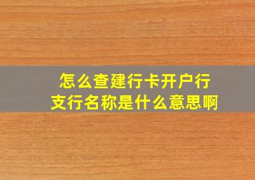 怎么查建行卡开户行支行名称是什么意思啊