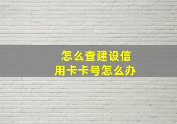 怎么查建设信用卡卡号怎么办