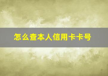 怎么查本人信用卡卡号