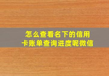 怎么查看名下的信用卡账单查询进度呢微信