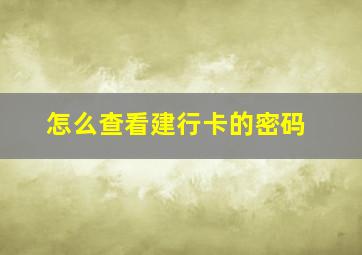 怎么查看建行卡的密码