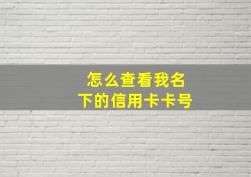 怎么查看我名下的信用卡卡号