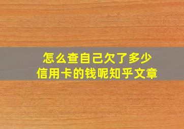 怎么查自己欠了多少信用卡的钱呢知乎文章