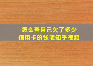 怎么查自己欠了多少信用卡的钱呢知乎视频