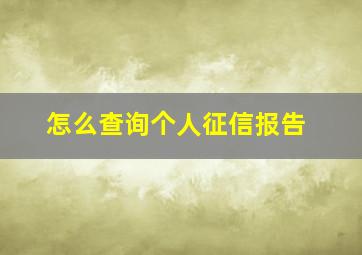 怎么查询个人征信报告