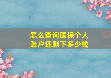 怎么查询医保个人账户还剩下多少钱