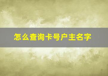 怎么查询卡号户主名字